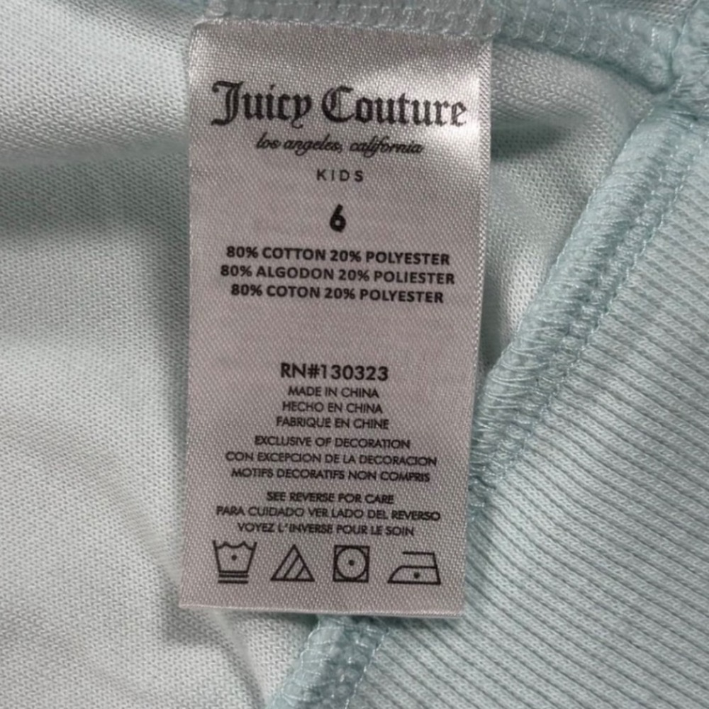 Juicy Couture Kids Velour Tracksuit Light Blue Hoodie Joggers Set Size 6 - Picture 10 of 13